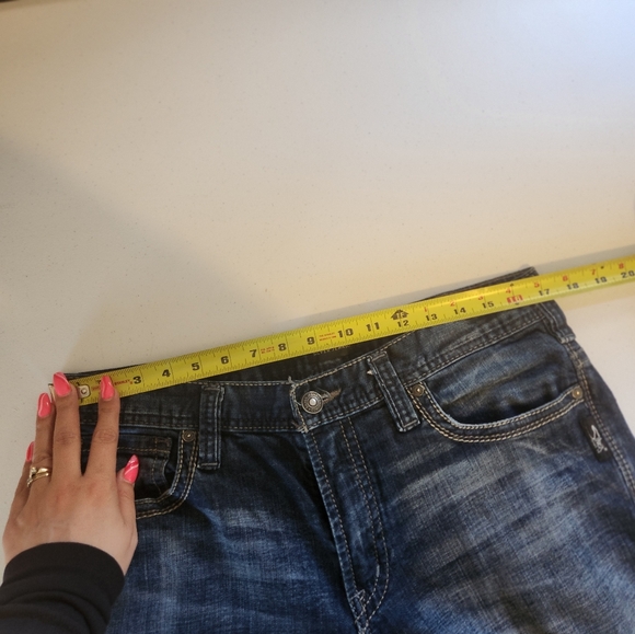 Silver Jeans Mens Gordie Straight Relaxed Leg Size 34x32 Dark Wash Western - Picture 10 of 12